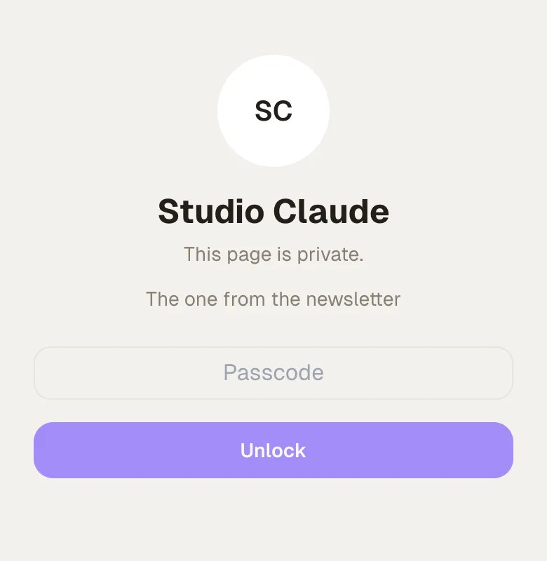 The gate a visitor meets: your name, the hint, one field, and an Unlock button